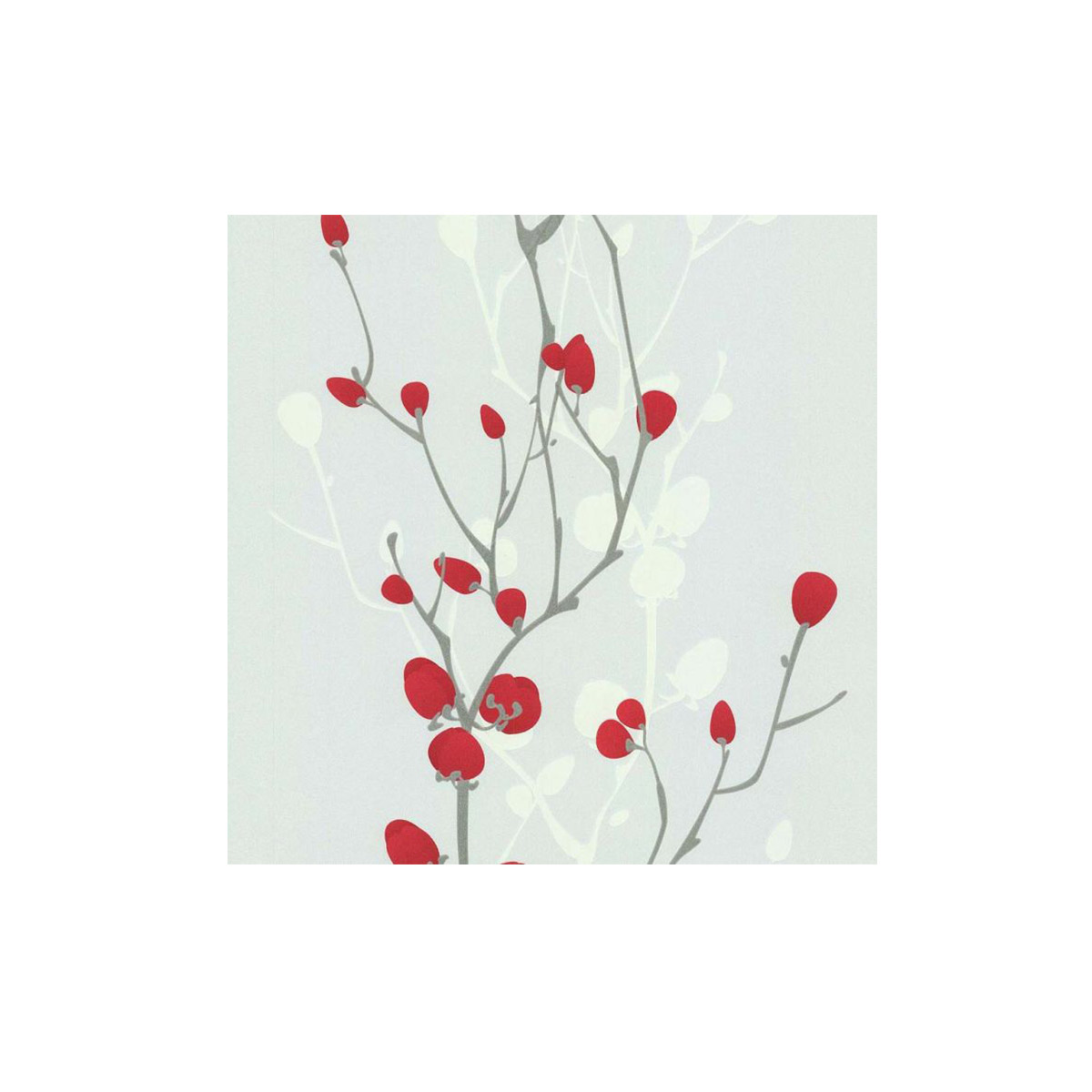 WALLPAPER BOURGEIN 10X0,53M GREY WITH BRANCHES AND RED FLOWERS VARIATIONS COLLECTION