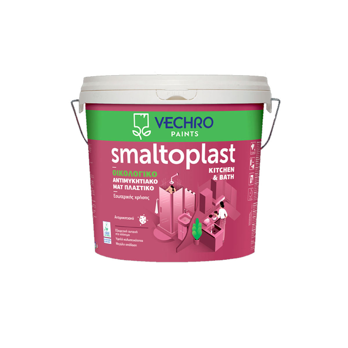 VECHRO SMALTOPLAST EMULSION PLASTIC PAINT EXTRA ANTIFUNGAL KITCHEN & BATH ECO