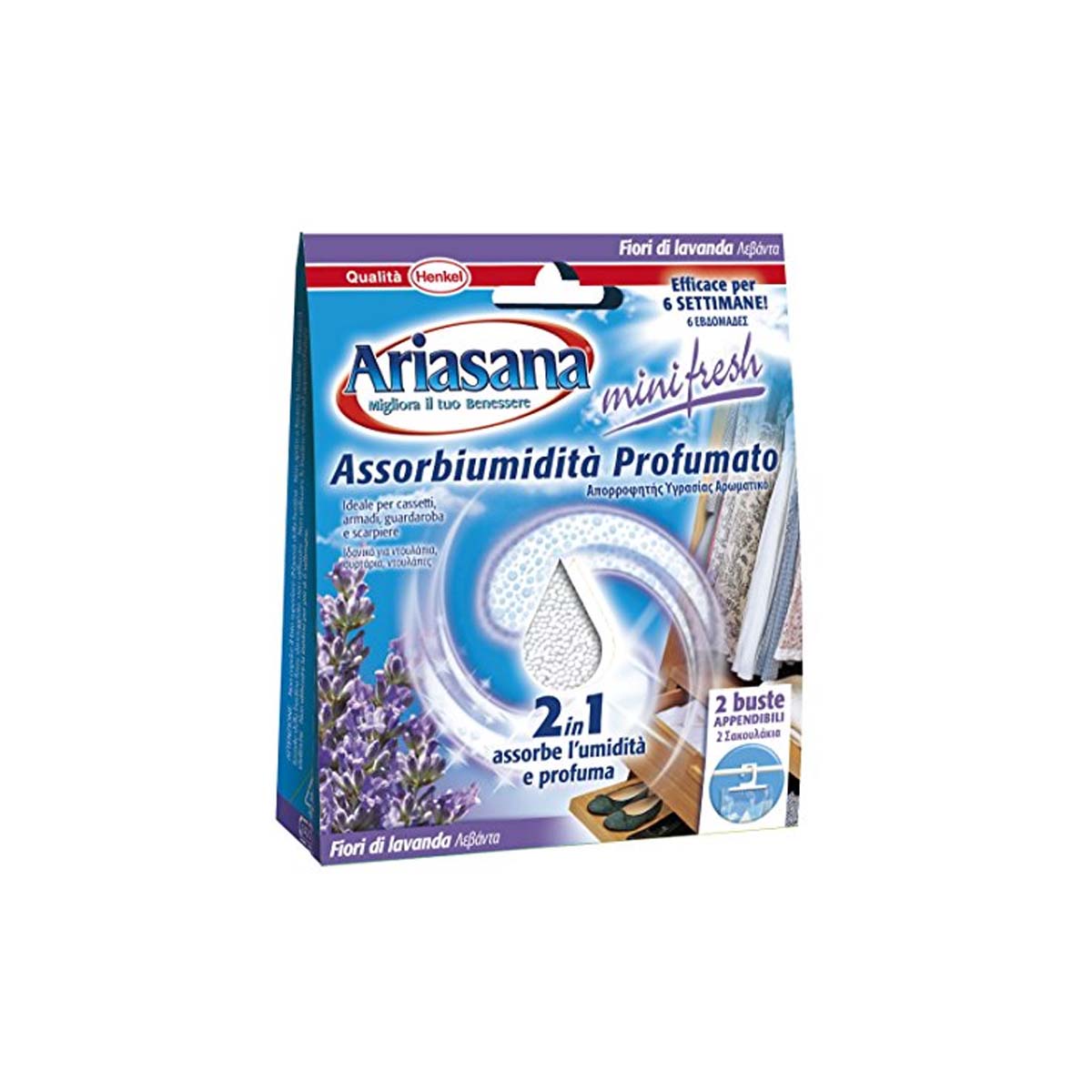 ARIASANA MINIFRESH MOISTURE ABSORBER IDEAL FOR WARDROBES LAVENDER 100GR