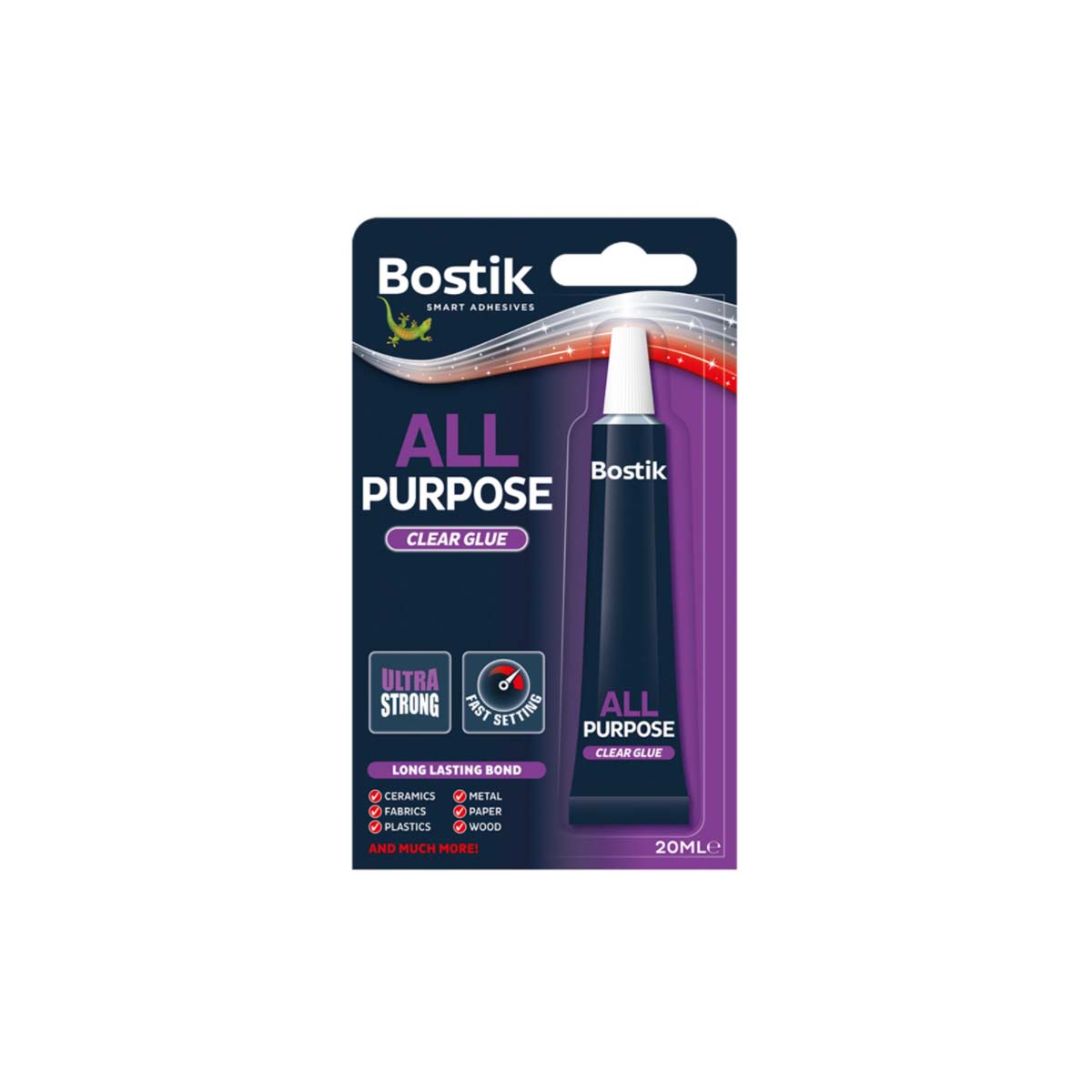 BOSTIK UNIVERSAL ADHESIVE GLUE & FIX TRANSPARENT