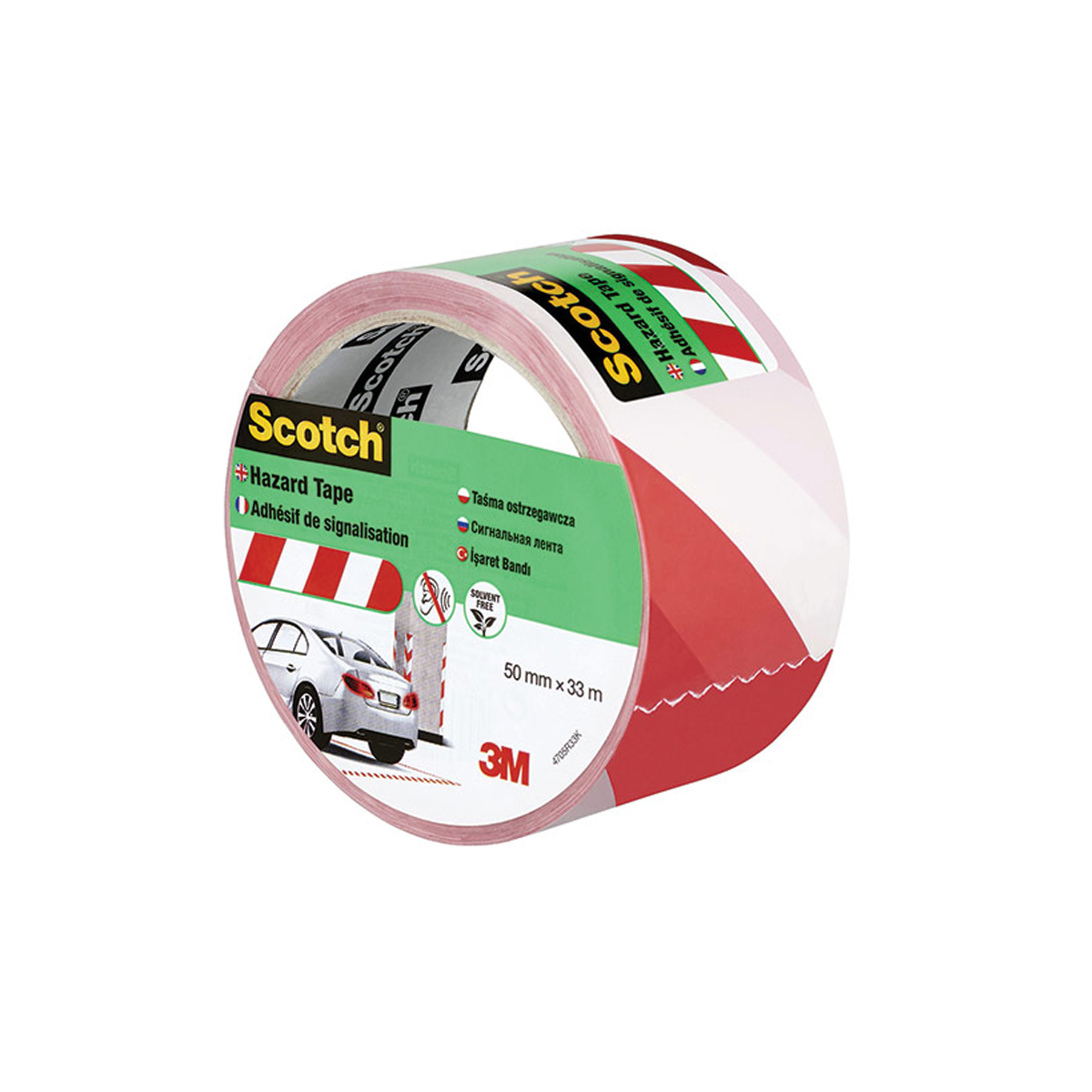 MASKING TAPE 3Μ SCOTCH HAZARD TAPE 50MMX33M-RED-WHITE