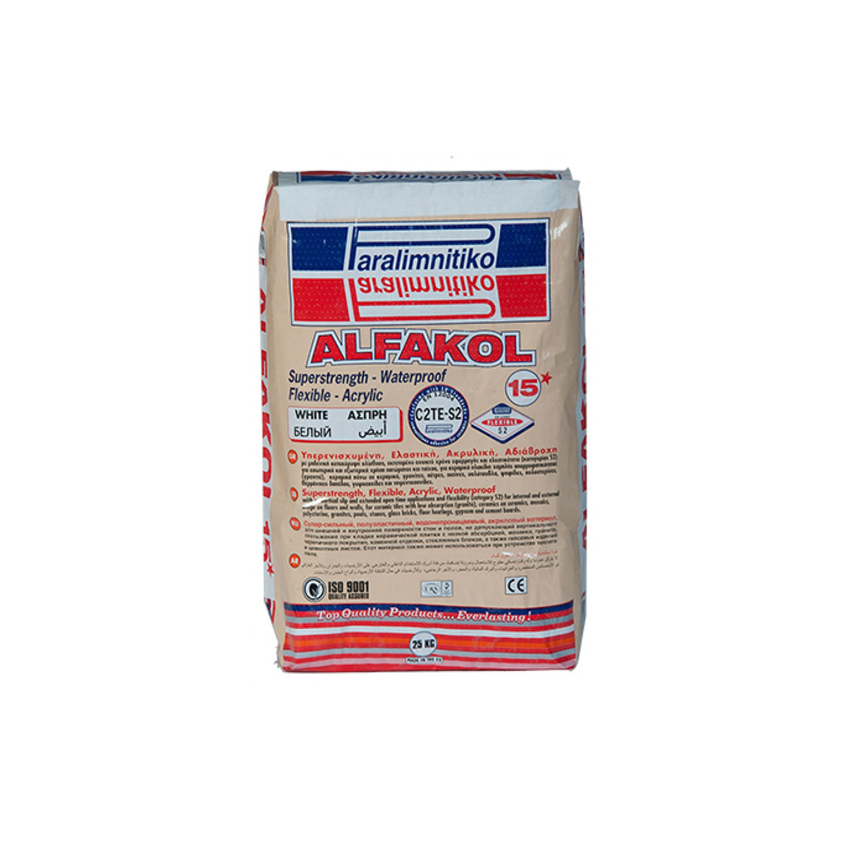 PARALIMNITKO CEMENT BASED ACRYLIC TILE ADHESIVE ALFACOL 15* 25KG GRAY
