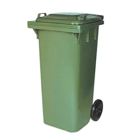 120L GREEN PLASTIC BIN WITH WHEELS