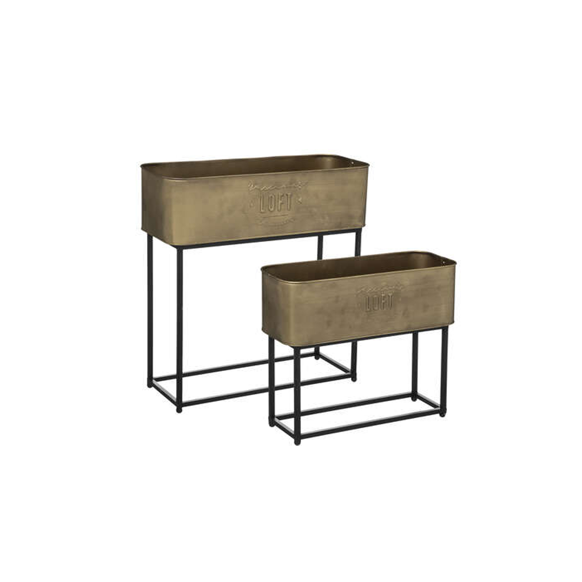 METALLIC PLANT ON A BLACK BASE SET OF 2 PCS