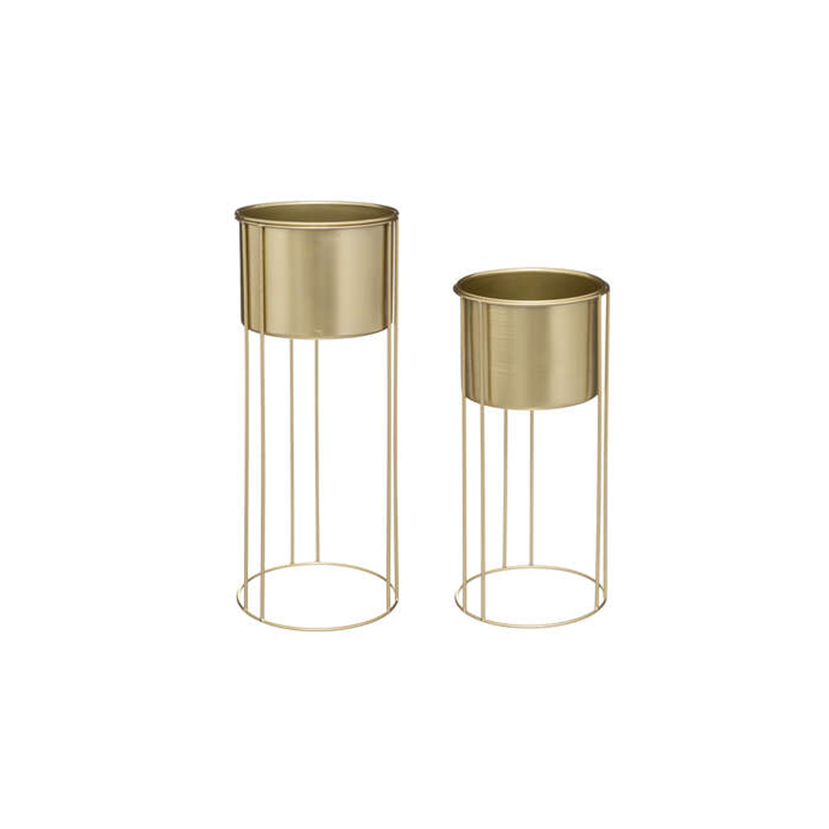 METALLIC POT ON A GOLD BASE SET OF 2 PCS