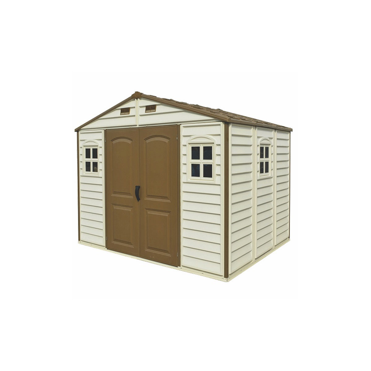 DURAMAX GARDEN SHED WOODSIDE V2 10.5 X 8 IVORY/BROWN