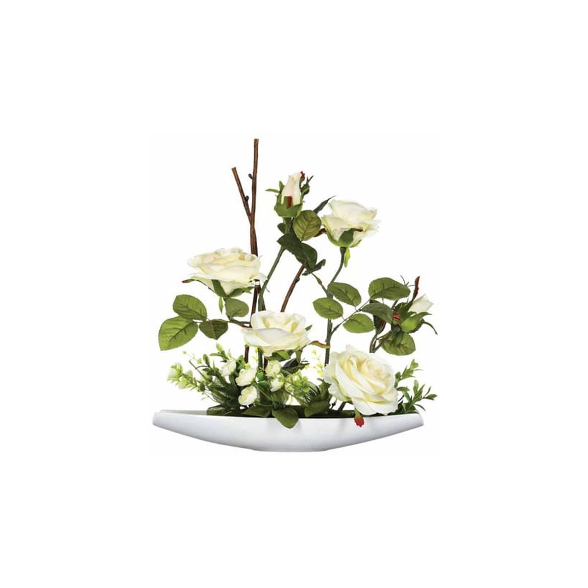 FLORAL COMPOSITION ROSE IVORY WITH WHITE BASE