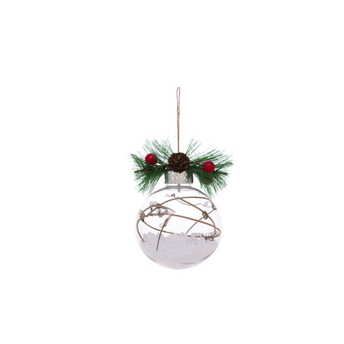 CHRISTMAS BALL TRANSPARENT WITH INSIDE DECOR 8CM