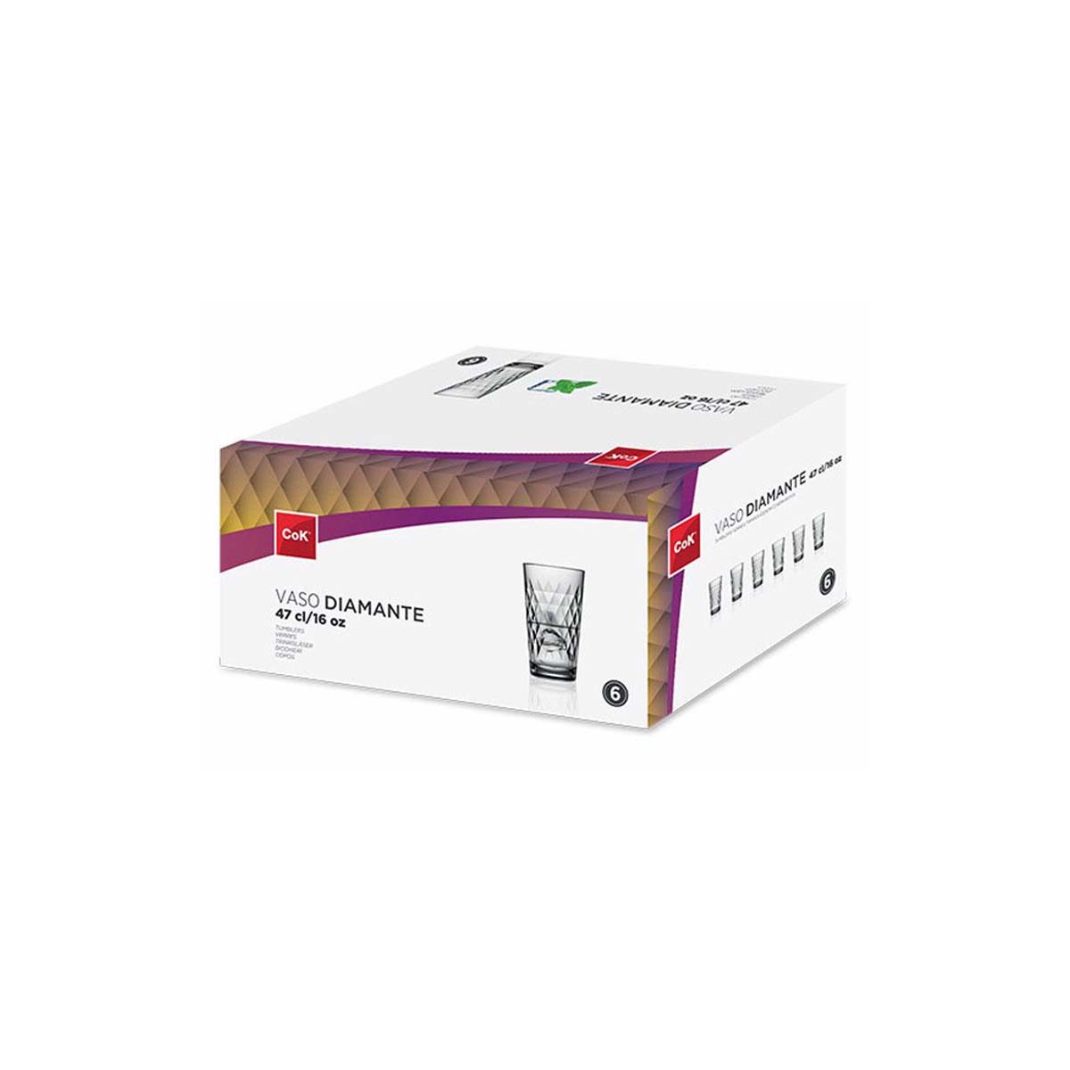 COK DIAMANTE GLASS GLASSES 47CL