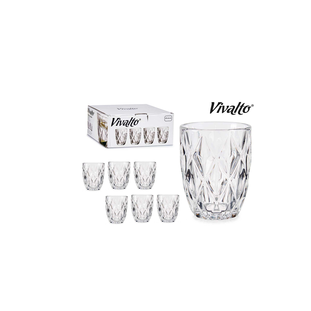 AR GLASS SET OF WATER GLASSES CRYSTAL TRANSPARENT 270ML 6 PCS