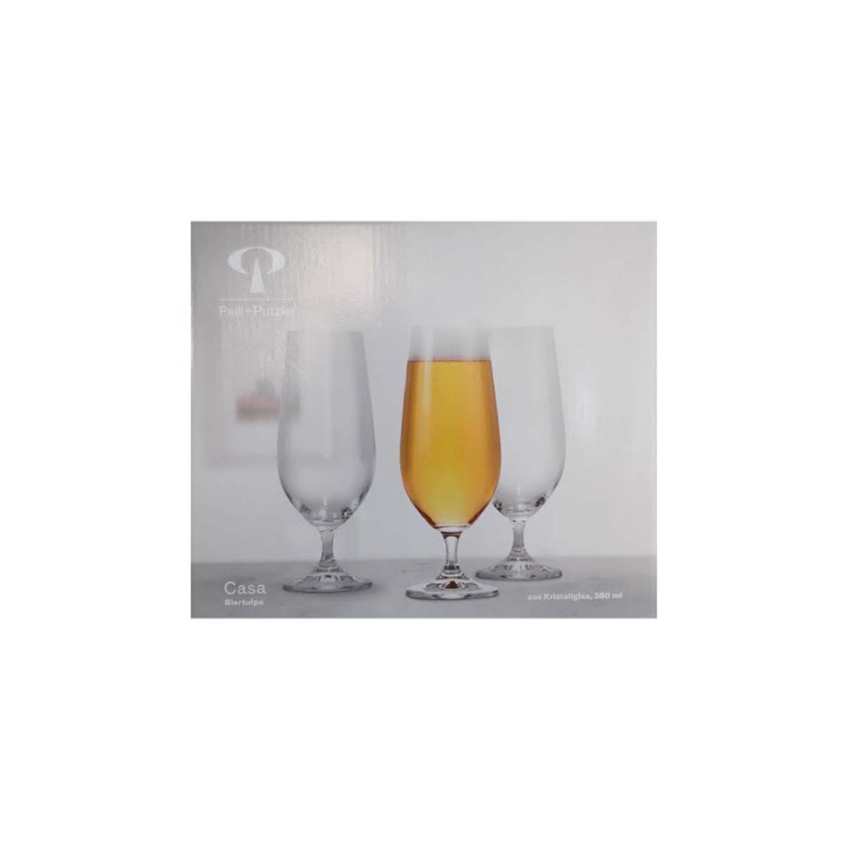 CLARA BOHEMIA SET OF GLASS BEER GLASSES 6PCS 380ML