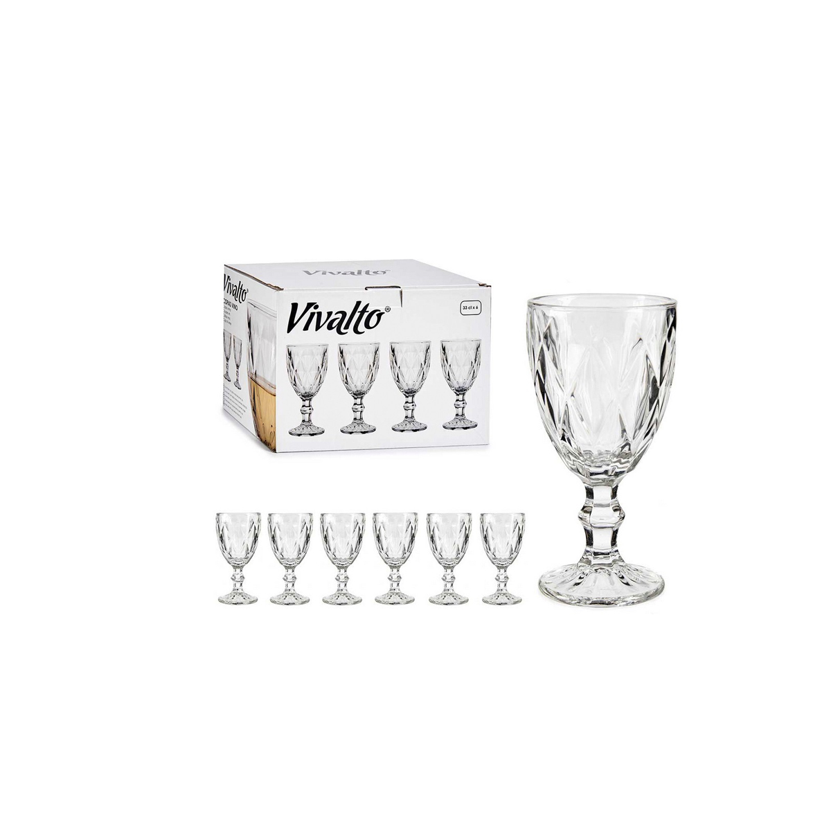 AR GLASS SET WINE GLASSES CRYSTAL TRANSPARENT 330ML 6 PCS