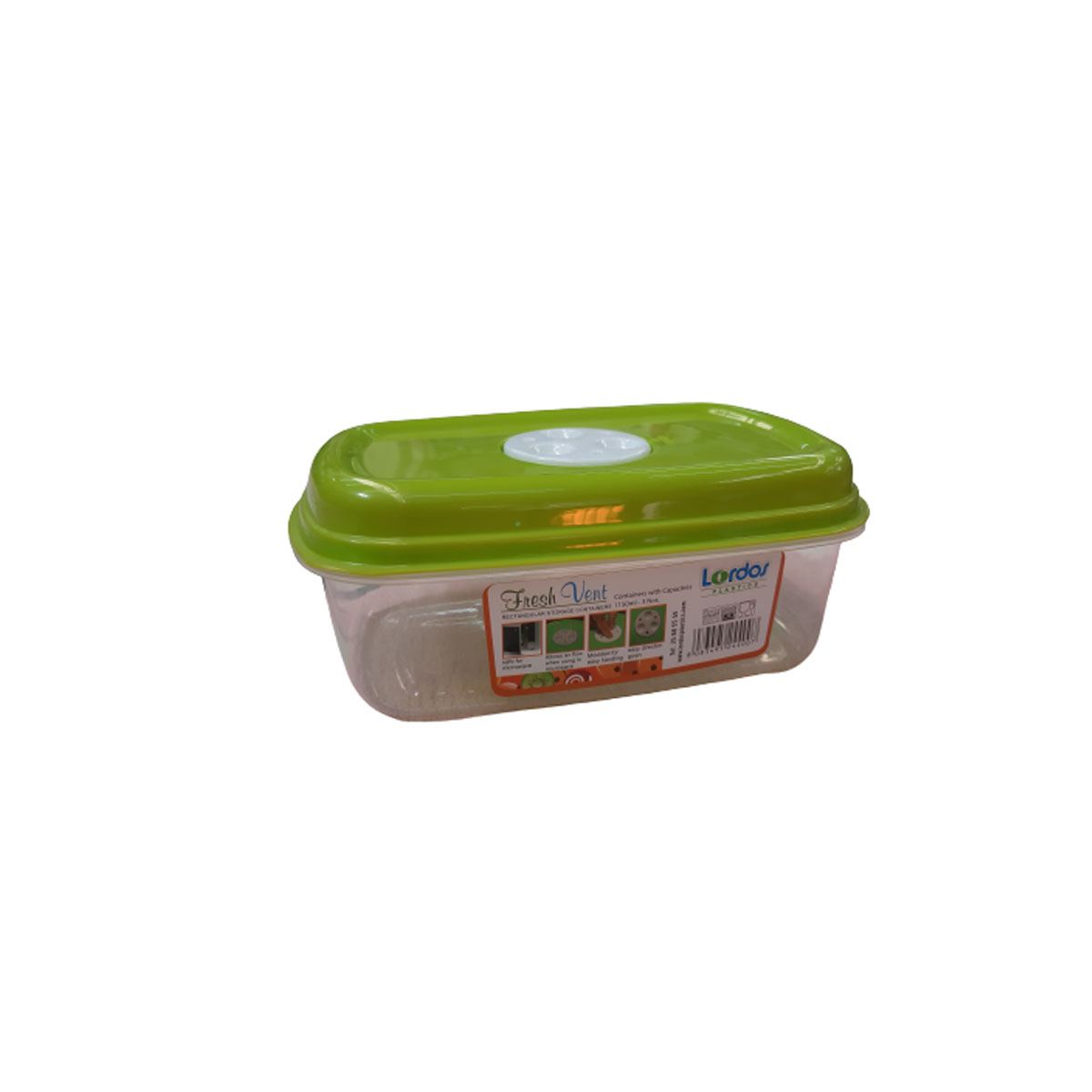 LORDOS ΔΟΧΕΙΟ ΤΡΟΦΙΜΩΝ ΜΕ ΠΩΜΑ FRESH VENT 1,125L ΠΛΑΣΤΙΚΟ ΔΙΑΦΑΝΟ ΜΕ ΠΡΑΣΙΝΟ