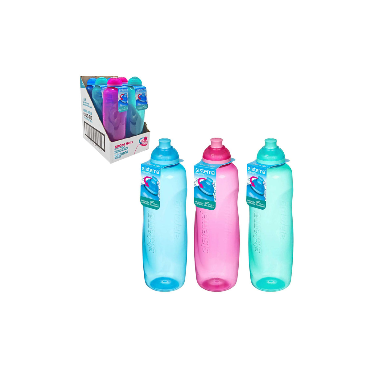 SISTEMA WATER BOTTLE HELIX TWIST N SIP 600ML