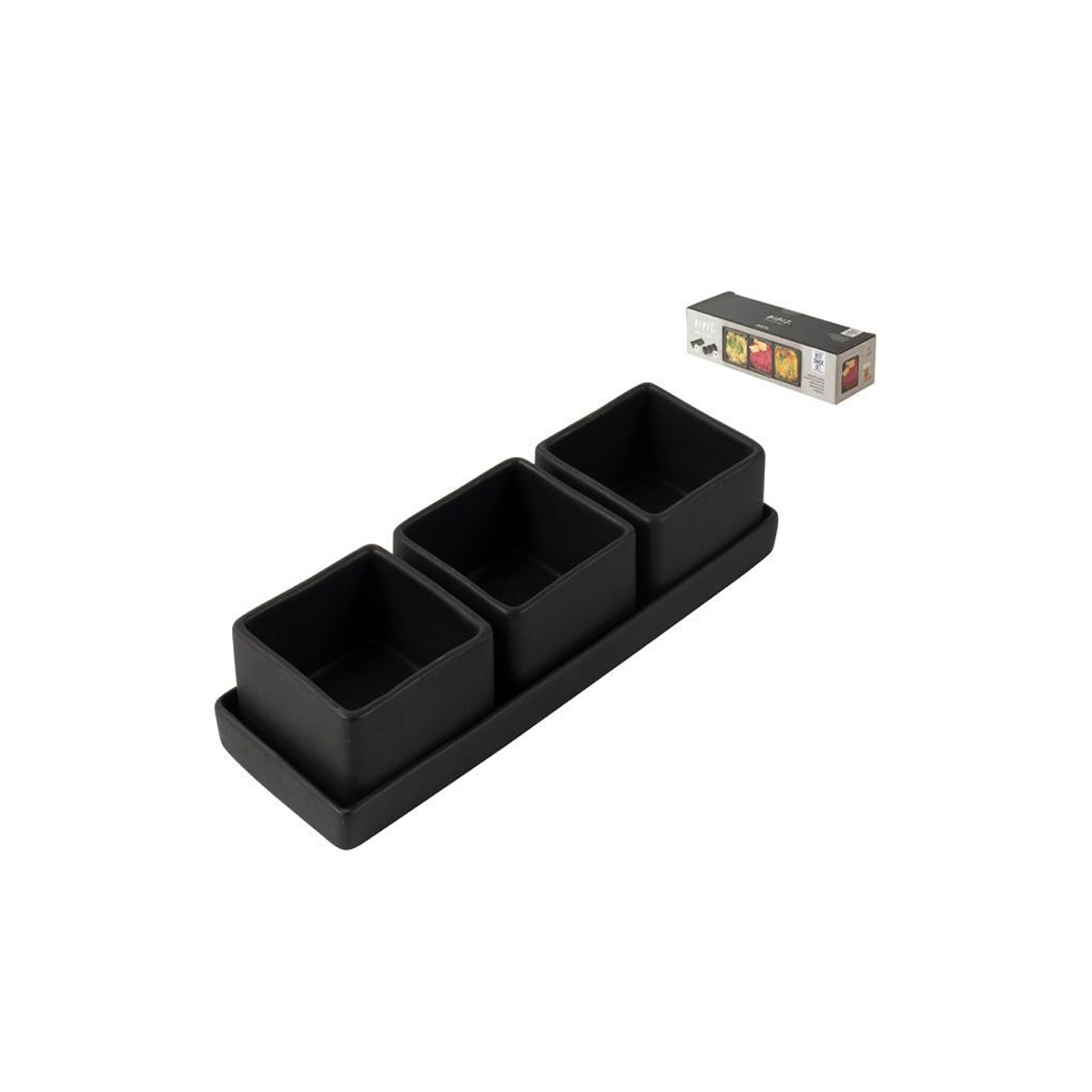 SERVICE CONTAINER WITH 3 ROOMS FOR CERAMIC SAUCES