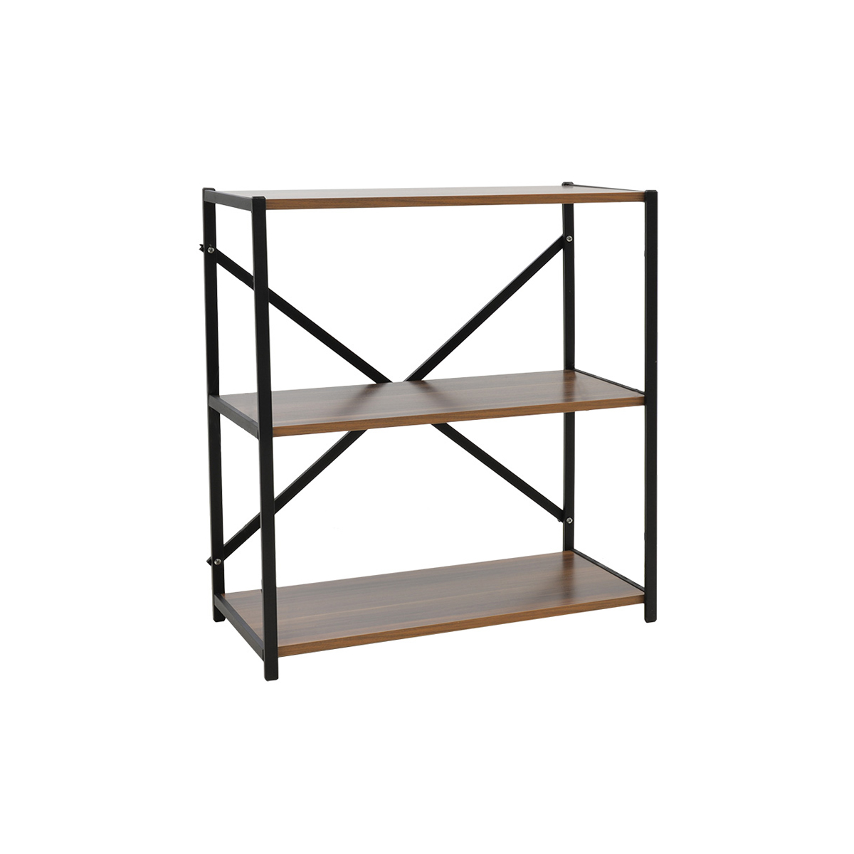 OCTAVA LOW BOOKCASE BLACK METAL FRAME 66X30X85CM WALNUT