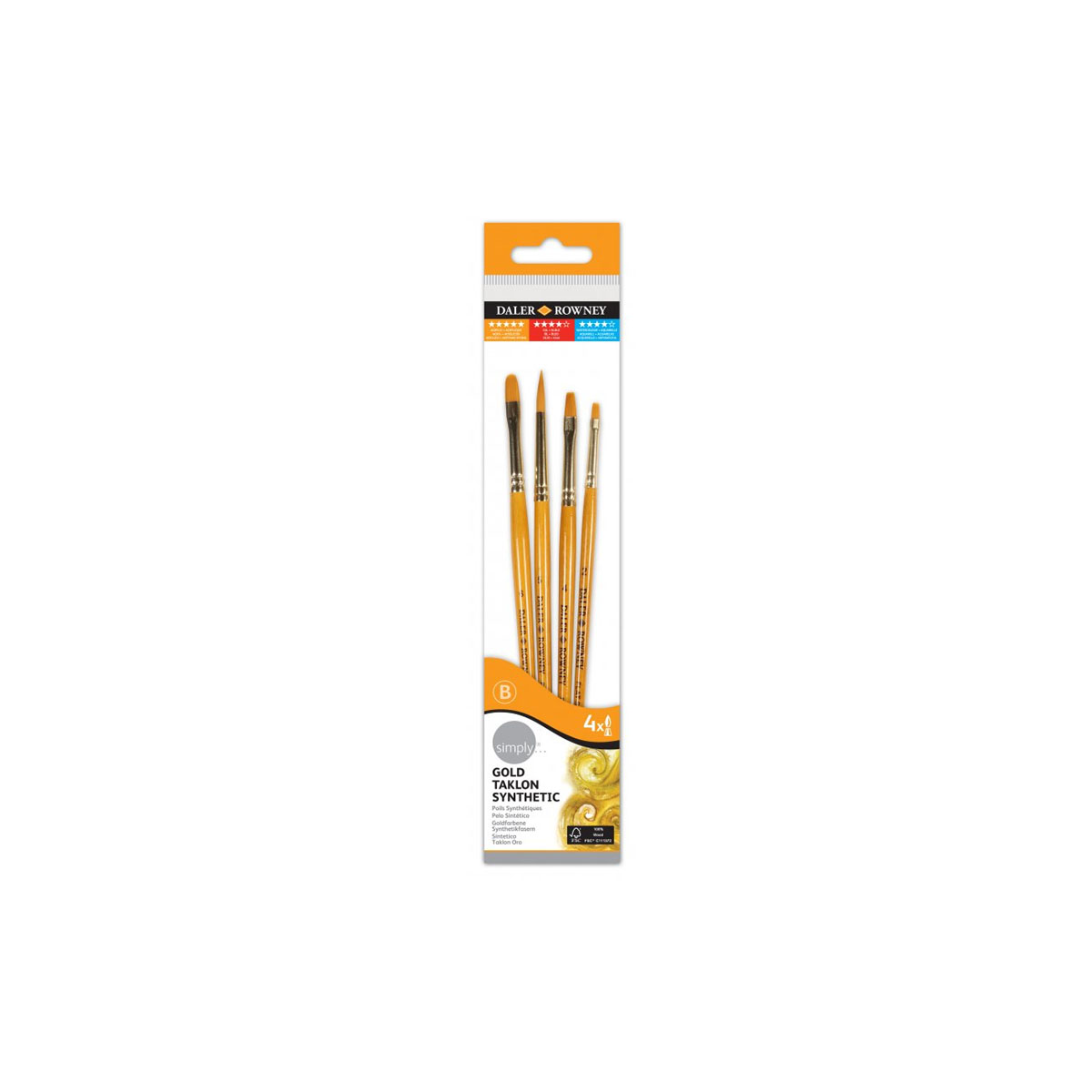 SIMPLY GOLD TAKLON PAINTING BRUSH SET # 4 4PCS