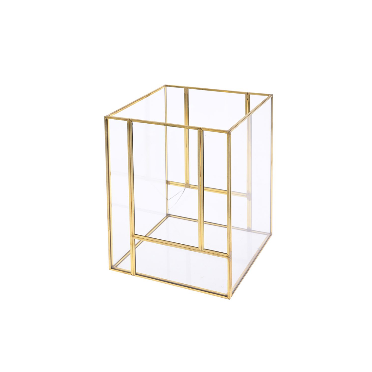 GLASS CUBE WITH GOLDEN EDGES 14X14X9CM