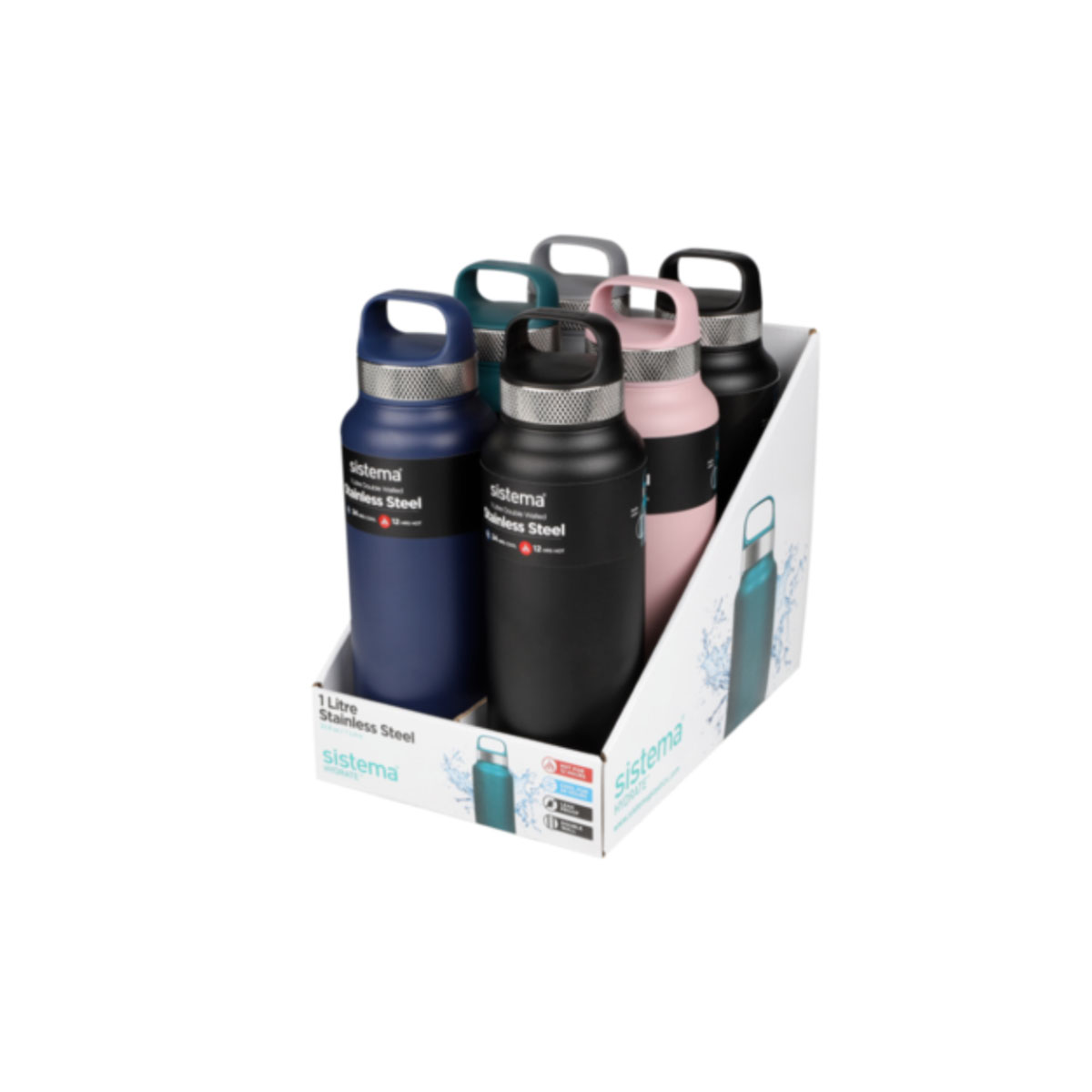 SYSTEMA WATER BOTTLE S / S WITH CAP WITH HANDLE 1L