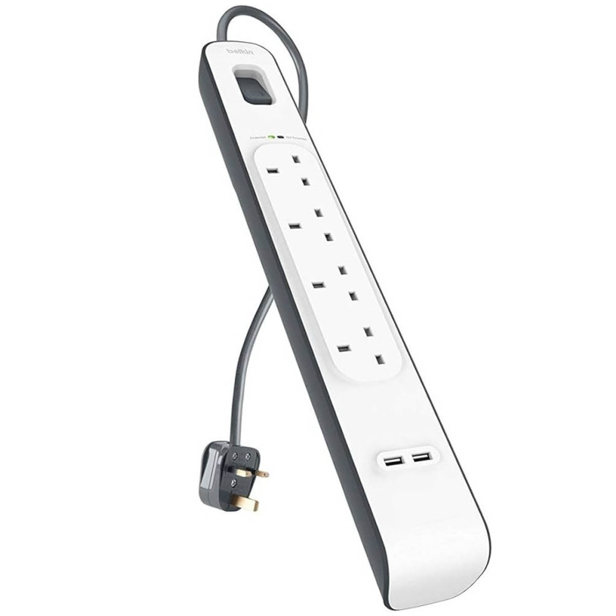 SURGE MULTI-SOCKET WITH 4 SOCKETS 525J CABLE 2M USB-2.4A