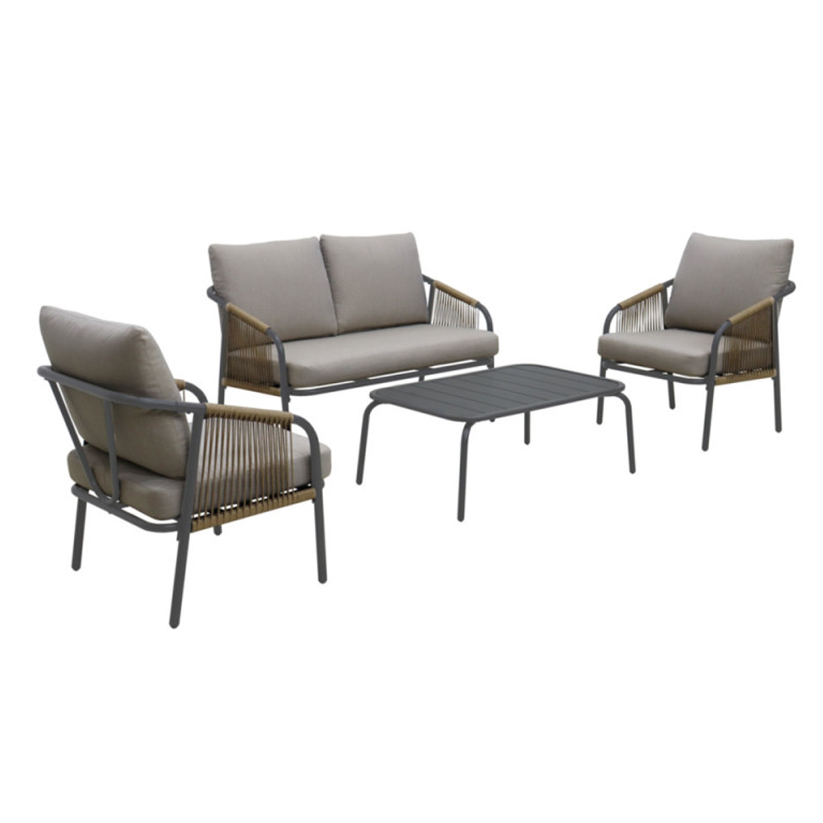 BORA TWO-SEATER GARDEN SOFA, 2 ARMCHAIRS & COFFEE TABLE