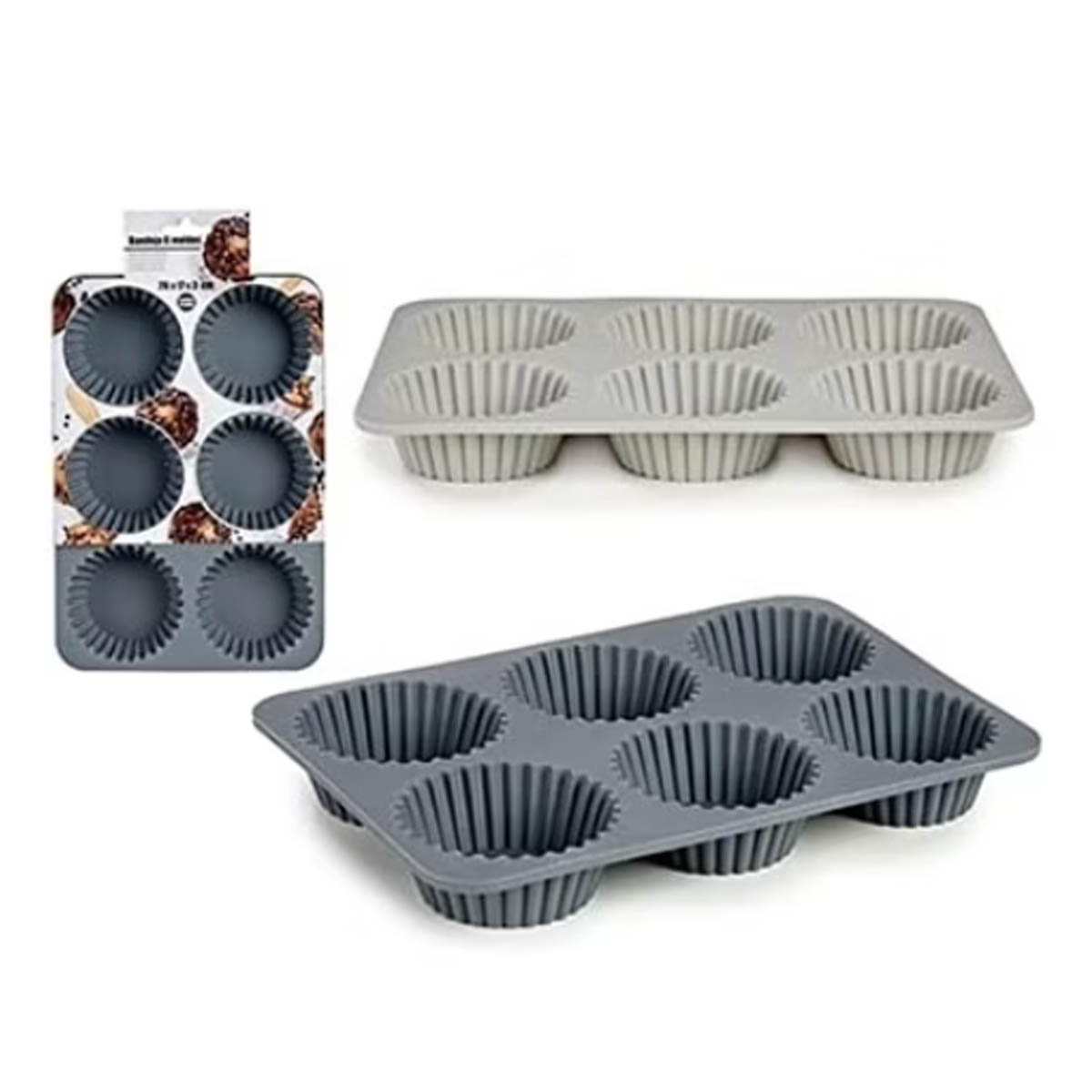 SILICONE MUFFIN MOLD X6 GREY/WHITE